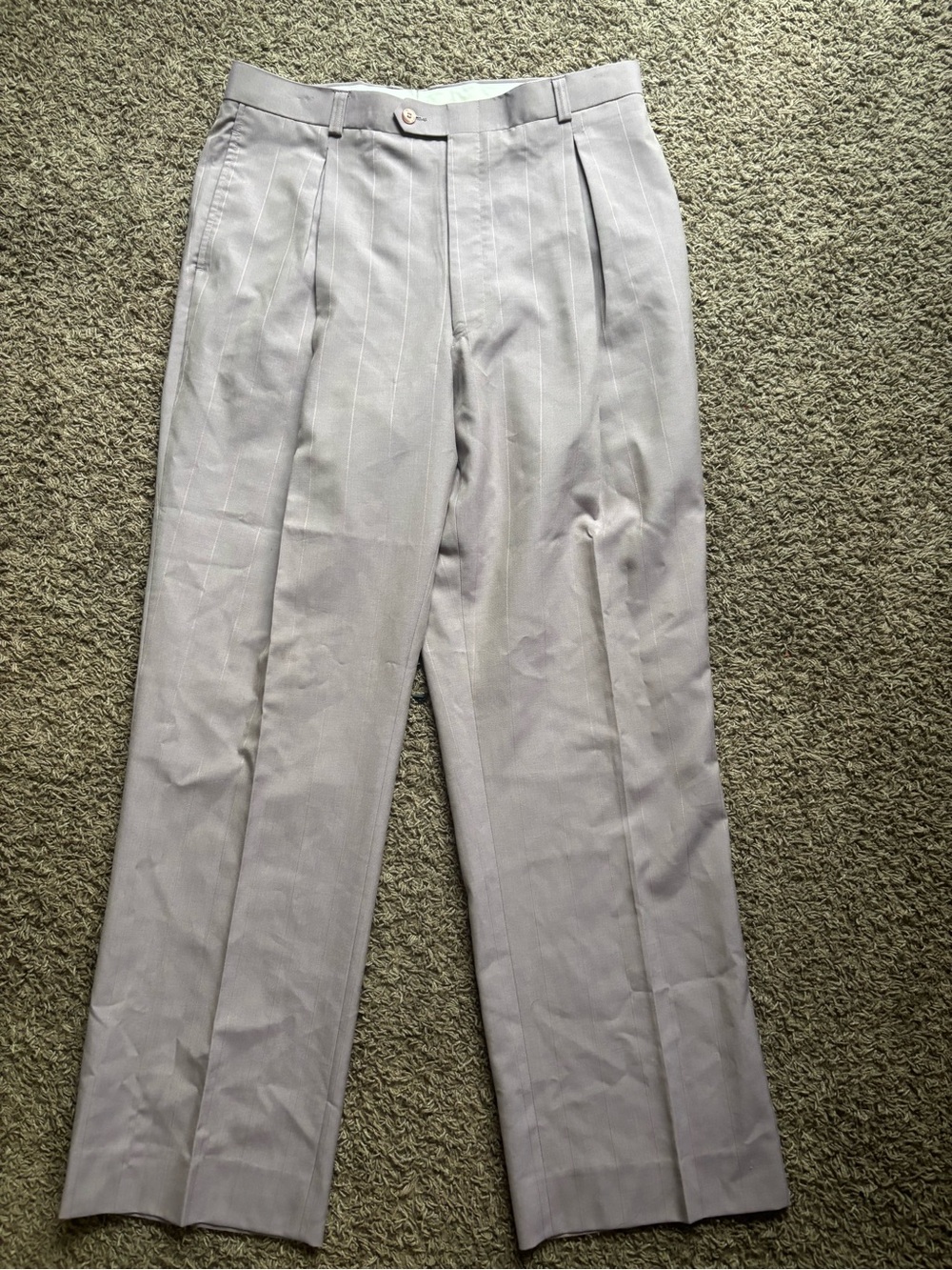 Stacy Adams Light purple Pinstripe Pleated Dress Pants